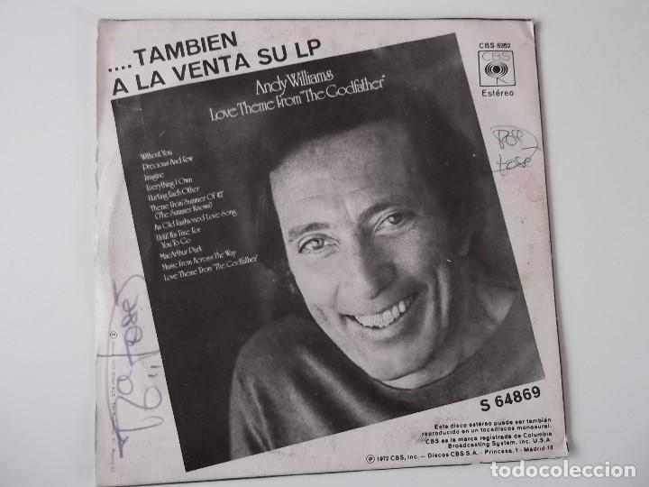 Discos de vinilo: ANDY WILLIAMS - El padrino / Imagine - Foto 2