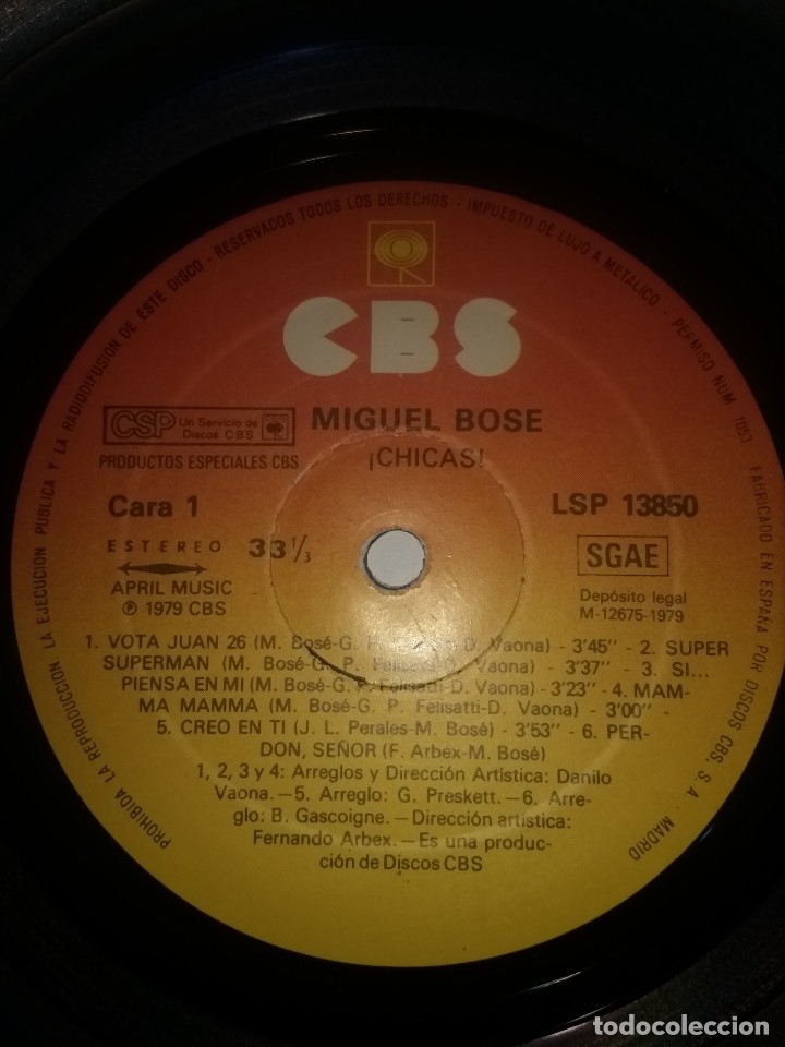 Discos de vinilo: LP Miguel Bos&eacute; - Chicas - Foto 2