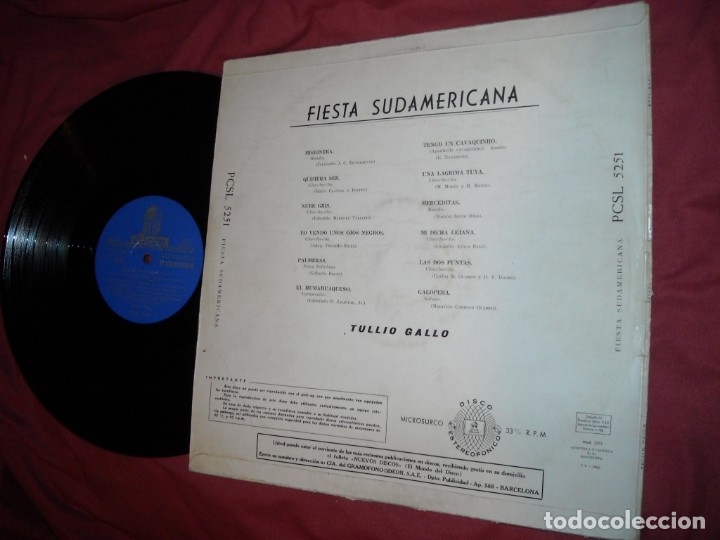Discos de vinilo: TULLIO GALLO Y SU ORQUESTA  DISCO LP - Foto 2