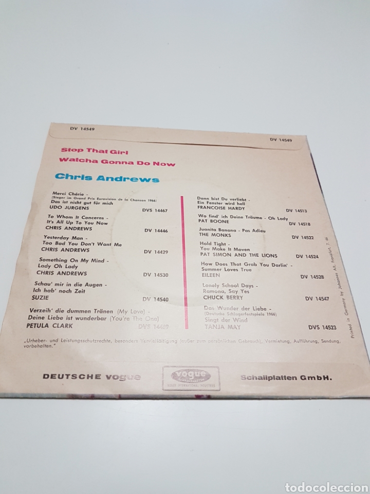 Discos de vinilo: CHRIS ANDREWS - STOP THAT GIRL - Foto 2
