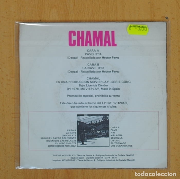 Discos de vinilo: CHAMAL - PAVO / LA NAVE - SINGLE - Foto 2