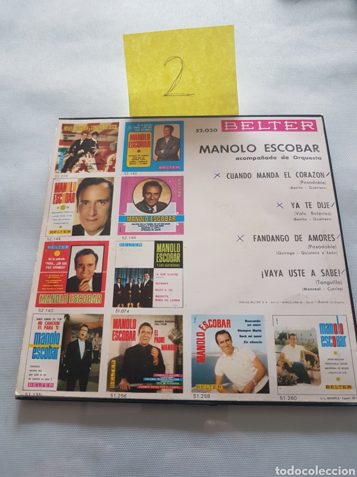 Discos de vinilo: MANOLO ESCOBAR ACOMPA&Ntilde;ADO DE ORQUESTA. CUANDO MANDA EL CORAZON. - Foto 2