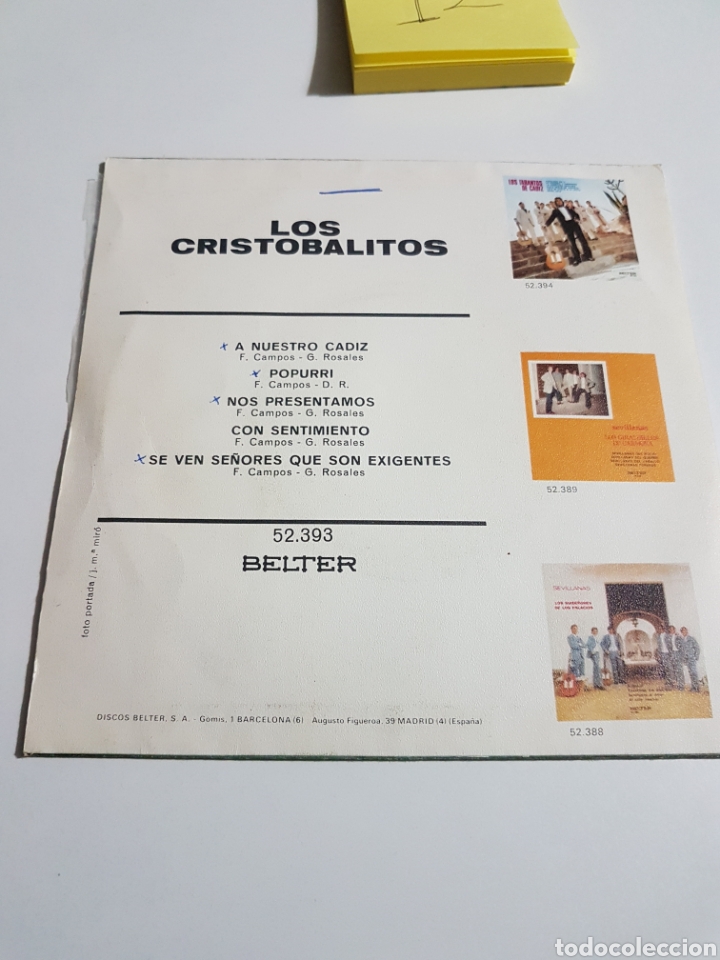 Discos de vinilo: LOS CRISTOBALITOS / A NUESTRO CADIZ + 3 (EP 1971) - Foto 2