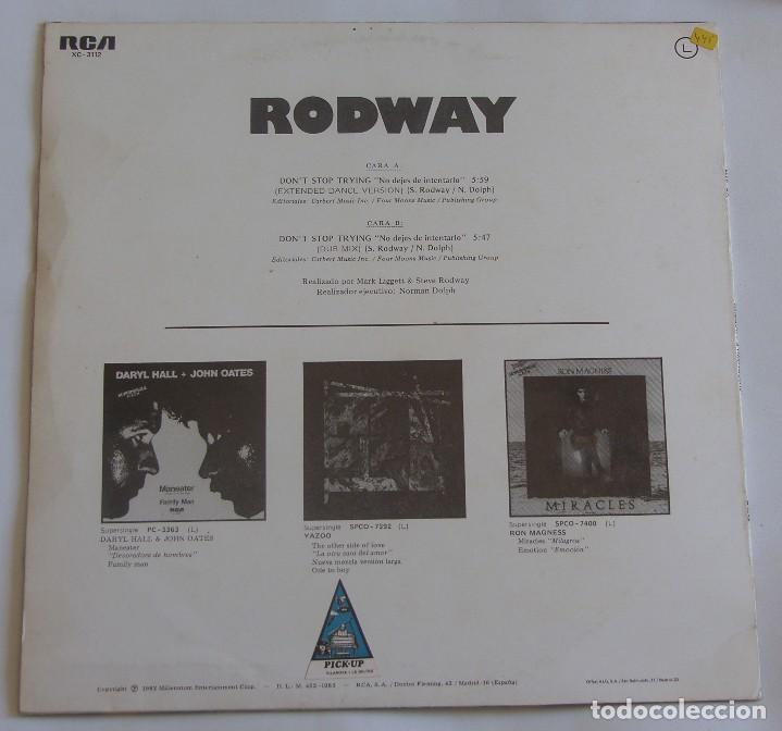 Discos de vinilo: RODWAY - Dont Stop Trying (Extended Dance Version) / Dont Stop Trying (Dub Mix) - Foto 2