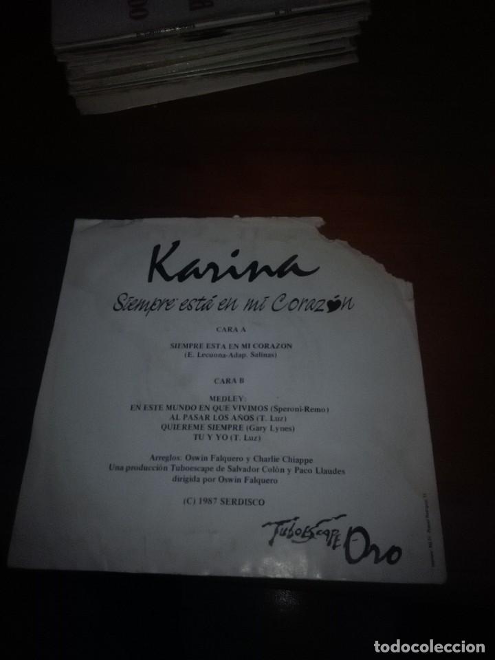 Discos de vinilo: KARINA. SIEMPRE EST&Aacute; EN MI CORAZ&Oacute;N. MB3 - Foto 2