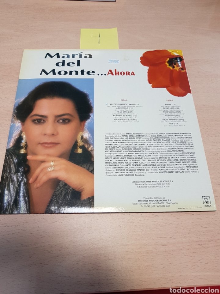 Discos de vinilo: Mar&iacute;a Del Monte &ndash; AHORA - LP SPAIN 1991 - Foto 2