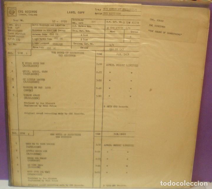 Discos de vinilo: The Sinceros - The Sound Of Sunbathing - Test Pressing 12' 1979