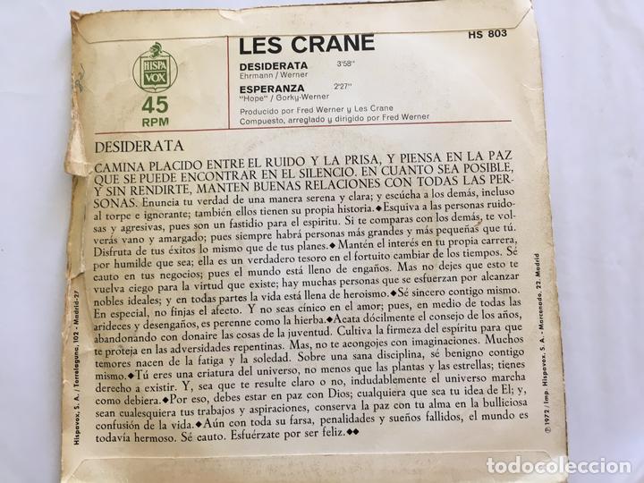 Discos de vinilo: 7 SINGLE-LES CRANE-DESIDERATA - Foto 2