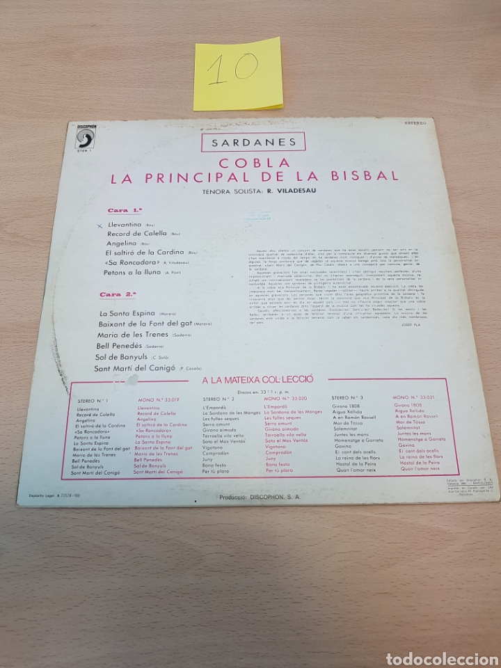 Discos de vinilo: SARDANAS COBLA LA PRINCIPAL DE LA BISBAL SPAIN 1961 - Foto 2