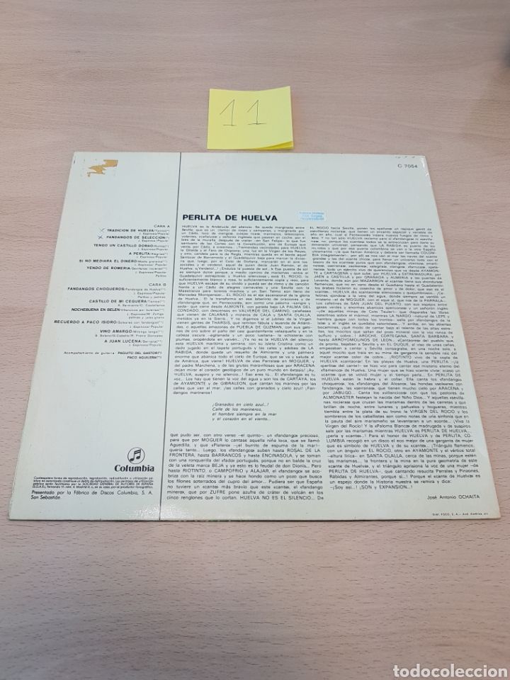 Discos de vinilo: PERLITA DE HUELVA TRADICION DE HUELVA LP - Foto 2