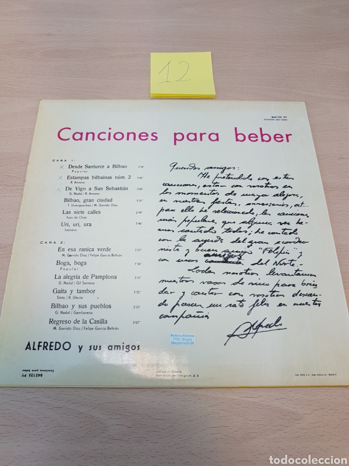 Discos de vinilo: ALFREDO Y SUS AMIGOS - CANCIONES PARA BEBER - LP - Foto 2
