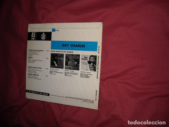 Discos de vinilo: Ray Charles. EP Marchate, Jack + 3 temas. Hispavox. .SPA - Foto 2