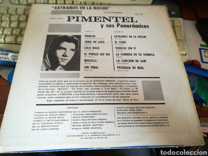 Discos de vinilo: Gustavo pimentel lp extra&ntilde;os en la noche.mexico - Foto 2