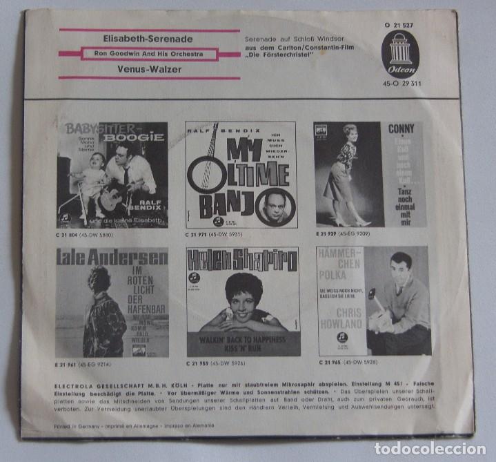 Discos de vinilo: RON GOODWIN AND HIS ORCHESTRA - ELISABETH - SERENADE - VENUS - WALZER - ODEON - Foto 2