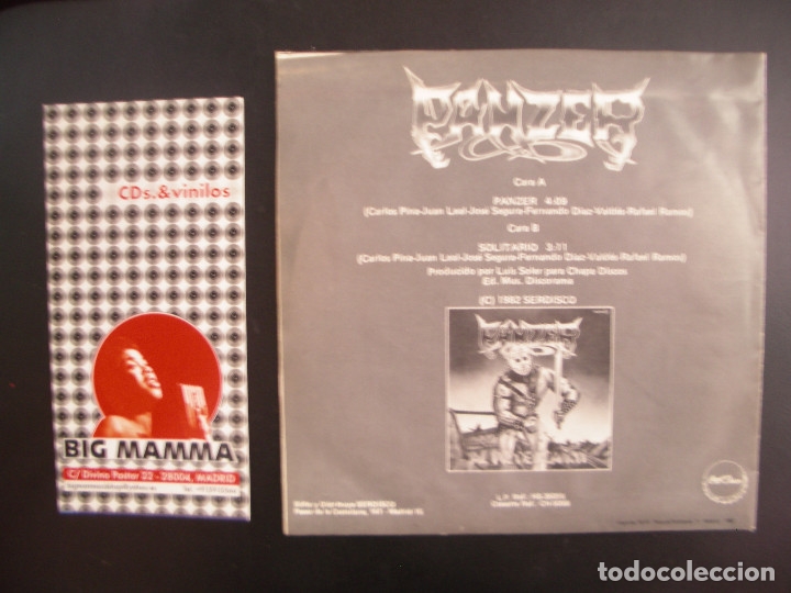 Discos de vinilo: PANZER- PANZER / SOLITARIO. SINGLE - Foto 2