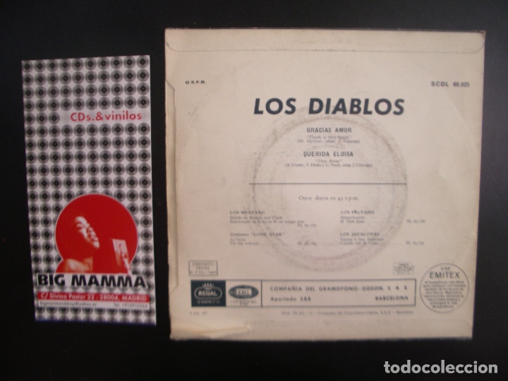 Discos de vinilo: LOS DIABLOS- GRACIAS AMOR. SINGLE - Foto 2