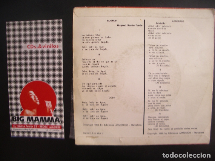 Discos de vinilo: LOS 5 MUSICALES- BUGUL&Uacute;. - Foto 2
