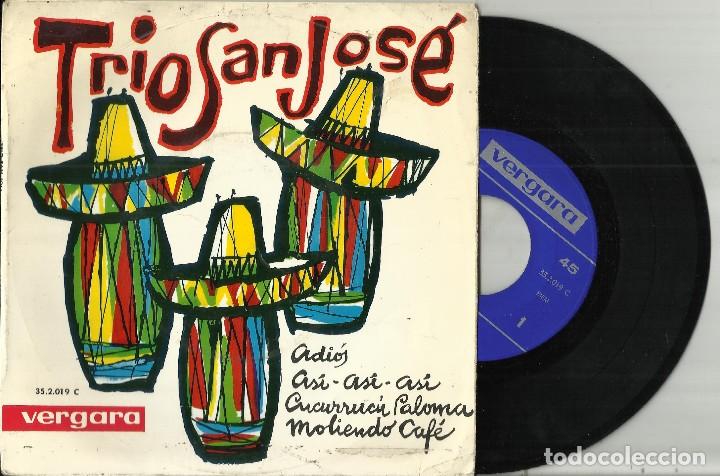 Disques de vinyle: TRIO SAN JOSE ep Adios / Asi, asi, asi / Cucurrucu, paloma / Moliendo cafe 1963