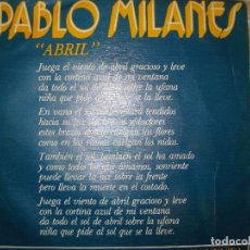 Discos de vinilo: PABLO MILANES, ABRIL . DISCO PROMOCIONAL. Lote 119380279