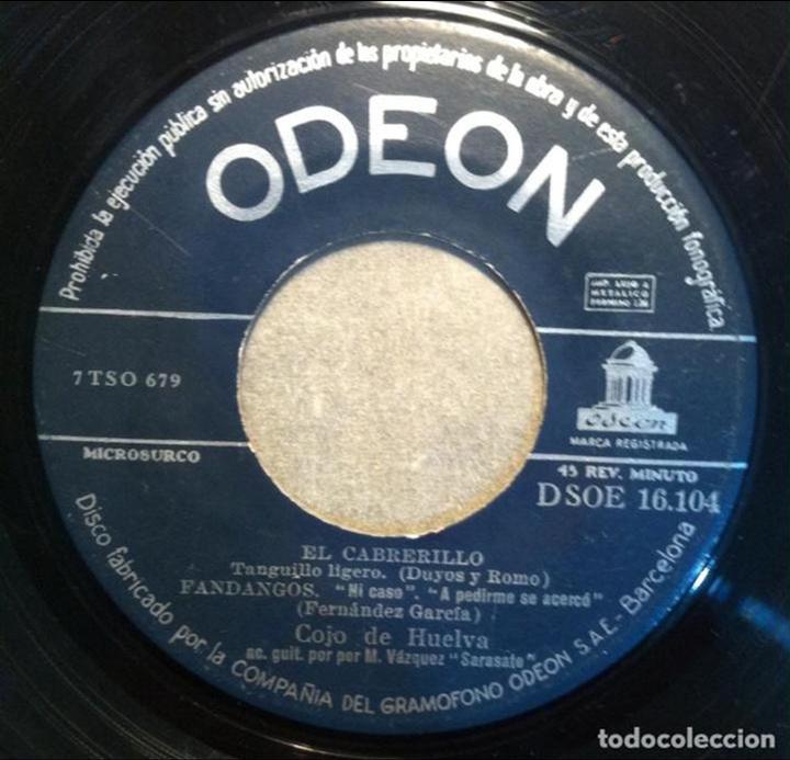 Discos de vinilo: Cojo de Huelva. El Cabrerillo. 1958. DSOE 16.104 - Foto 2