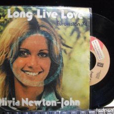 Discos de vinilo: OLIVIA NEWTON JOHN LONG LIVE LOVE - EUROVI. 74 SINGLE SPAIN 1974 PDELUXE. Lote 119570515