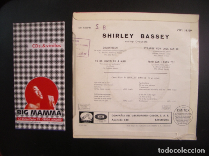 Discos de vinilo: SHIRLEY BASSEY- GOLDFINGER. EP - Foto 2