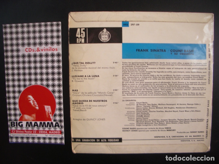 Discos de vinilo: FRANK SINATRA, COUNT BASIE- QUE TAL DOLLY? EP - Foto 2
