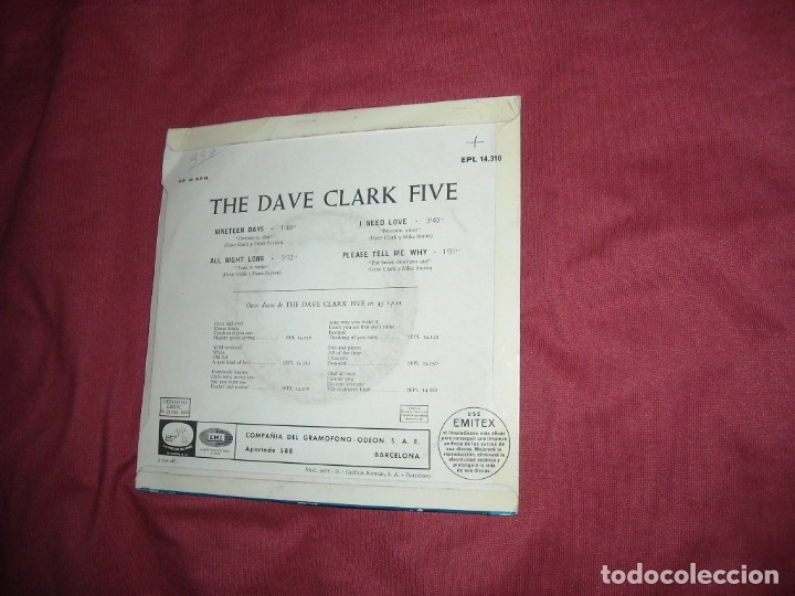 Discos de vinilo: The Dave Clark Five   EP .Nineteen Days.1966. SPA - Foto 2