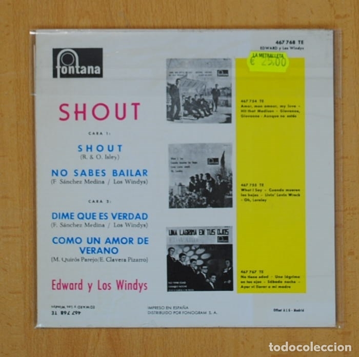 Discos de vinilo: EDWARD Y LOS WINDYS - SHOUT + 3 - EP - Foto 2 - 120256427