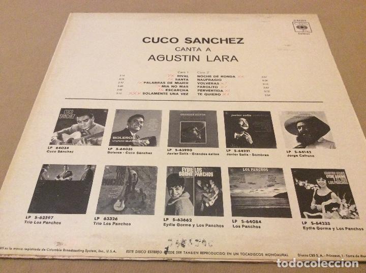 Discos de vinilo: CUCO SANCHEZ - CANTA A AGUSTIN LARA.  CBS 1970. - Foto 2