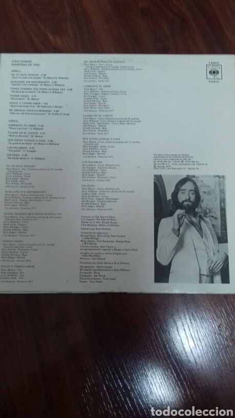 Discos de vinilo: Dave Mason. Mariposa de Oro. 1.977 - Foto 2