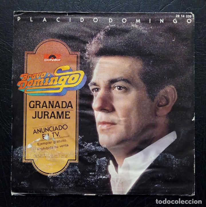 Discos de vinilo: SINGLE PL&Aacute;CIDO DOMINGO - GRANADA - POLYDOR 1982 - Foto 2