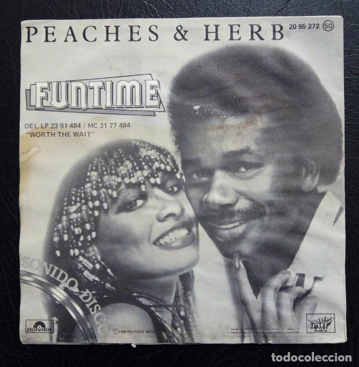 Discos de vinilo: SINGLE PEACHES & HERB - FUNTIME - POLYDOR 1980 - Foto 2