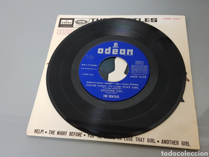 Discos de vinilo: THE BEATLES SINGLE 45 HELP! 1965 EMI ODEON - Foto 3