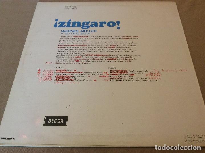 Discos de vinilo: &iexcl;ZINGARO! WERNER M&Uuml;LLER Y SU ORQUESTA. 1970 DECCA - Foto 2