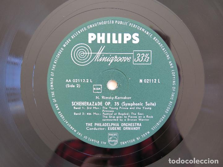 Discos de vinilo: LP ORIGINAL NETHERLANDS 50S RIMSKY KORSAKOV SYMPHONIC SUITE SCHEHERAZADE EUGENE ORMANDY - Foto 5