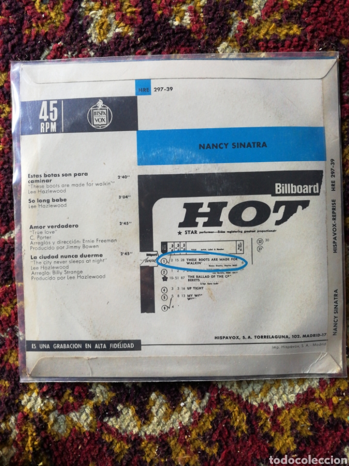 Discos de vinilo: SINGLE NANCY SINATRA- ESTAS BOTAS SON PARA CAMINAR, 1965. - Foto 2