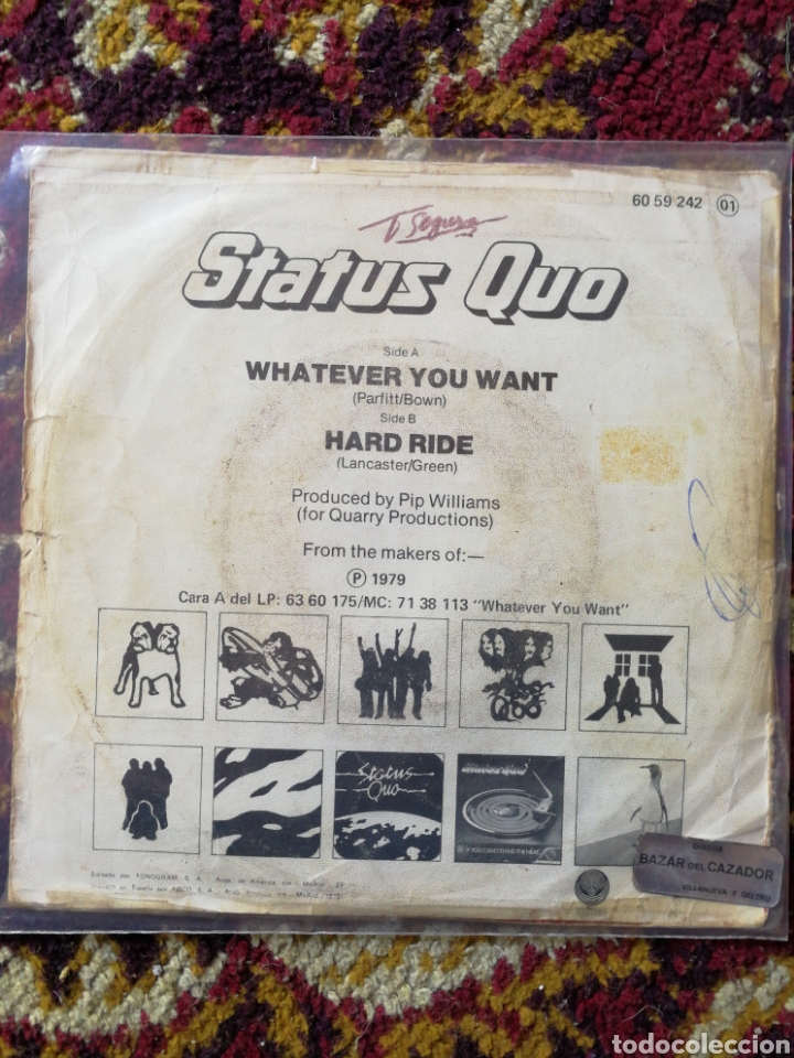 Discos de vinilo: SINGLE STATUS QUO- WHATEVER YOU WANT, 1979. - Foto 2