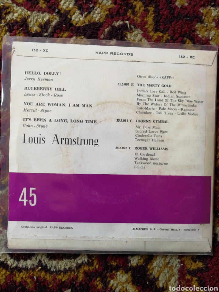 Discos de vinilo: SINGLE LOUIS ARMSTRONG- HELLO,DOLLY, 1964. - Foto 2