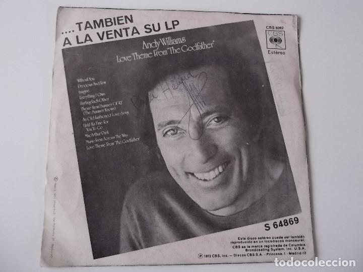 Discos de vinilo: ANDY WILLIAMS - El padrino / Imagine - Foto 2