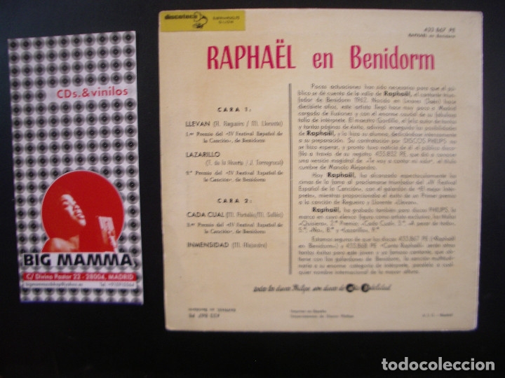 Discos de vinilo: RAPHAEL- LAZARILLO. EP - Foto 2