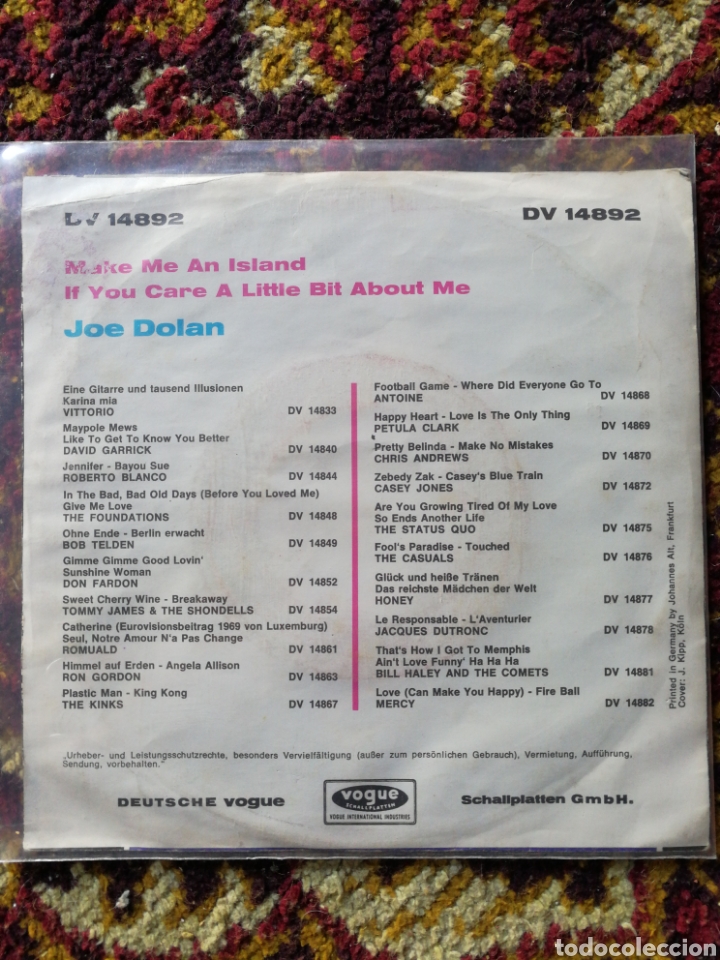 Discos de vinilo: SINGLE JOE DOLAN- MAKE ME AN ISLAND, 1969. - Foto 2