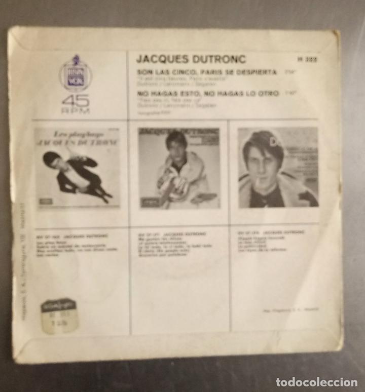 Discos de vinilo: JACQUES DUTRONC - SON LAS CINCO PARIS SE DESPIERTA + 1 - Foto 2