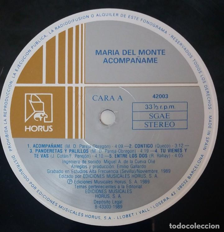 Discos de vinilo: Lp. Mar&iacute;a del Monte. Acomp&aacute;&ntilde;ame. 1989 - Foto 2