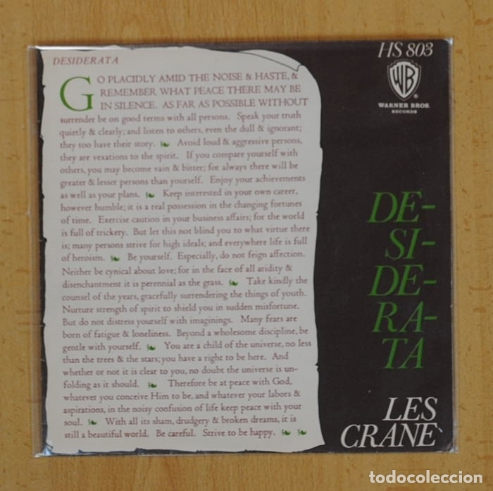 Discos de vinilo: LES CRANE - DESIDERATA / ESPERANZA - SINGLE - Foto 1