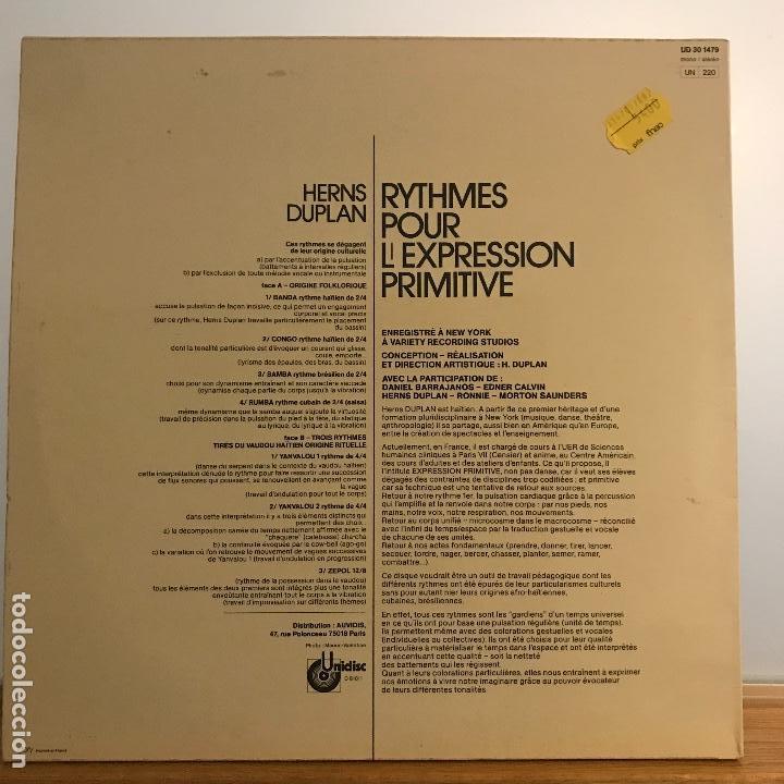 Discos de vinilo: Herns Duplan / Rythmes Pour LExpression Primitive/Tribal/1981/ INCREIBLE DISCO - Foto 2