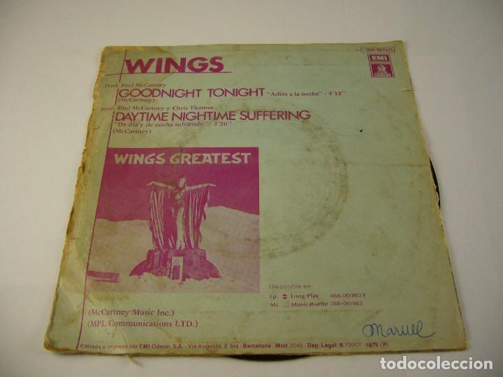 Discos de vinilo: WINGS -ADI&Oacute;S A LA NOCHE- SINGLE 1979 - Foto 3