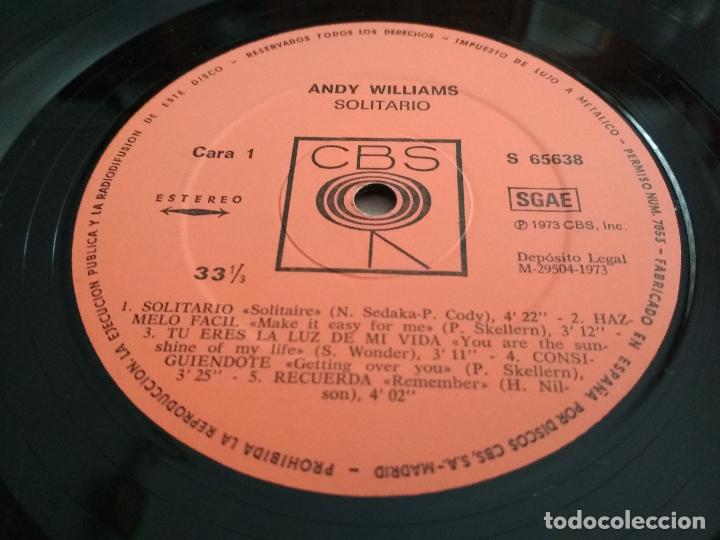 Discos de vinilo: ANDY WILLIAMS, SOLITAIRE, EDITA CBS - Foto 4
