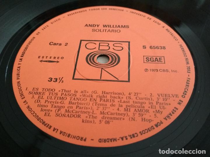 Discos de vinilo: ANDY WILLIAMS, SOLITAIRE, EDITA CBS - Foto 6