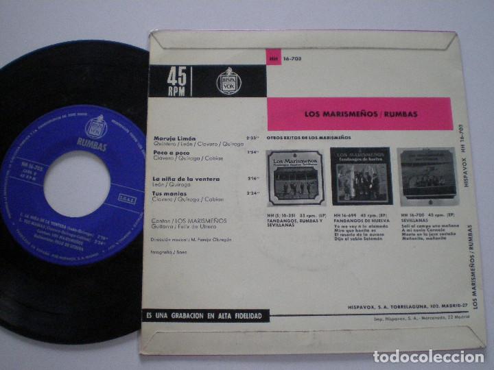 Discos de vinilo: LOS MARISME&Ntilde;OS - Rumbas - EP HISPAVOX 1969 - Foto 2
